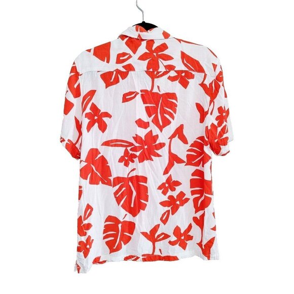 Denim & Flower Ricky Singh Hawaiian Shirt Large Mens Orange  Palm Leaves Floral - Picture 3 of 3